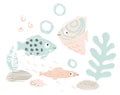 Fish baby cute print. Sweet sea animal.