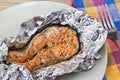 Fish, baked in foil with spices