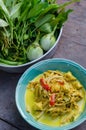 Thai Fish Ball Spicy Curry and Fresh Vegetables. Royalty Free Stock Photo