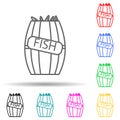 fish in a barrel multi color style icon. Simple thin line, outline vector of fish production icons for ui and ux, website or Royalty Free Stock Photo