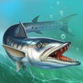 Fish big great barracuda on ocean Royalty Free Stock Photo