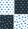 Fish Big & Small Aligned & Random Seamless Pattern Blue & White Color Set Royalty Free Stock Photo