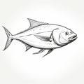 Detailed Black And White Tuna Illustration In Linear Style Royalty Free Stock Photo