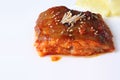 Fish boiled in spiced gochujang sauce. Royalty Free Stock Photo