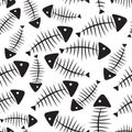 Fish Bone Seamless Pattern Background Vector