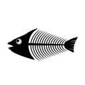 Fish Bone Skeleton Symbol Isolated on White Background. Sea Fishes Icon