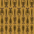 Fish bones pattern in black with mustard yellow background. Vector art print design. Royalty Free Stock Photo