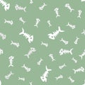 Fish bones seamless pattern. doodle dead Fish silhouettes on gray backdrop. cartoon fish Skeleton background. hand drawn