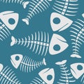 Fish bones seamless pattern. fishy Skeleton background Royalty Free Stock Photo