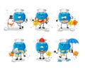 Fish bowl in cold weather character mascot vector Royalty Free Stock Photo