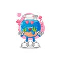 Fish bowl fallin love vector. cartoon character Royalty Free Stock Photo