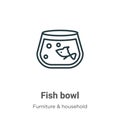 Fish bowl outline vector icon. Thin line black fish bowl icon, flat vector simple element illustration from editable furniture & Royalty Free Stock Photo