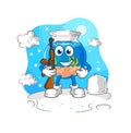 Fish bowl soldier in winter. character mascot vector Royalty Free Stock Photo