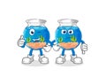 Fish bowl thumbs up and thumbs down. cartoon mascot vector Royalty Free Stock Photo