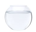 Fish bowl with water in front of white background Royalty Free Stock Photo