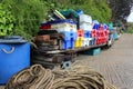 Fish boxes and fishing rope Royalty Free Stock Photo