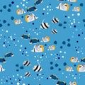 Fish and bubbles seamless pattern Royalty Free Stock Photo