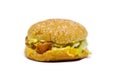 Fish burger with cheese isolate on white background