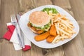 Fish Burger with Chips Royalty Free Stock Photo