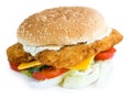 Fish Burger isolated on white Royalty Free Stock Photo