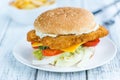 Fish Burger (selective focus) Royalty Free Stock Photo