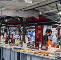 Fish Burgers stalls in Fish Market of Bergen, Norway