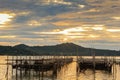 Fish cage at Songkhla lake in evening ; Sonkhla province, Thailand