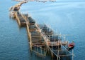 Fish cages at The estuary Laem Sing, Chanthaburi. Royalty Free Stock Photo