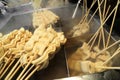 Fish cake skewer oden, Hot street food to stay warm. Royalty Free Stock Photo