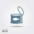 Fish can or cat food open vector icon