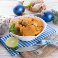 Fish with carrots imbir sauce Royalty Free Stock Photo