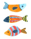 Fish cartoon watercolor on white background , Cartoon Hand drawn character for Kids, Greeting Card