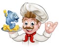 Fish and Chips Cartoon Chef Royalty Free Stock Photo