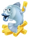 Fish and chips cartoon Royalty Free Stock Photo