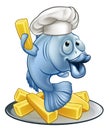 Fish and Chips Chef Cartoon Character Royalty Free Stock Photo