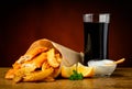 Fish, chips and cola drink Royalty Free Stock Photo