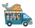 Fish and chips fast food truck isolated vehicle Royalty Free Stock Photo