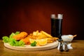 Fish and chips menu with cola drink Royalty Free Stock Photo