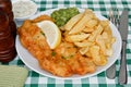 Fish and chips with mushy peas Royalty Free Stock Photo