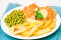 Fish and chips with peas Royalty Free Stock Photo