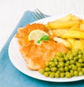 Fish and chips with peas Royalty Free Stock Photo