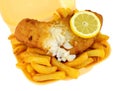 Fish And Chips In A Take Away Tray Royalty Free Stock Photo