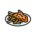 fish and chips sea cuisine color icon vector illustration Royalty Free Stock Photo