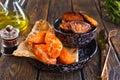 Fish and Chips served in the newspaper, fast food Royalty Free Stock Photo