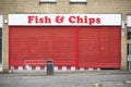 Fish and chips shop cafe takeaway red sign Royalty Free Stock Photo