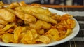 Fish and chips snack served on a plate Royalty Free Stock Photo