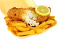 Fish And Chips In A Take Away Tray Royalty Free Stock Photo