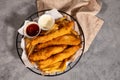 Fish and Chips with tater sauce Royalty Free Stock Photo