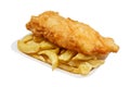 Fish and chips in tray Royalty Free Stock Photo