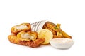 Fish and chips on white background Royalty Free Stock Photo